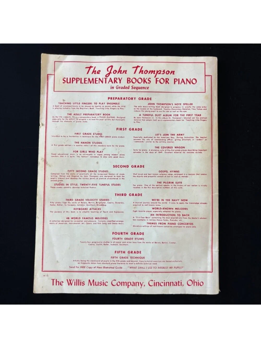 Vintage John Thompson's Modern Course Piano Second Grade Book Willis Music Co